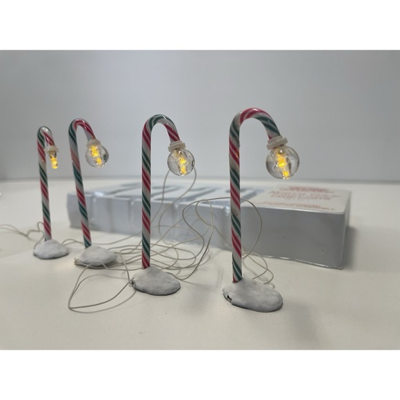 Department 56 North Pole Candy Cane Lamp Posts Heritage Village Set of 4 - Picture 6 of 7